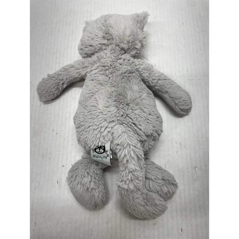 Jellycat London Retired Gray Bashful Kitten Kitty Cat White Face Plush 11